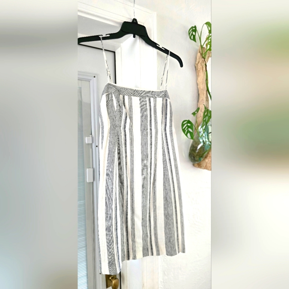 Striped Black and White Linen Dress Size Medium